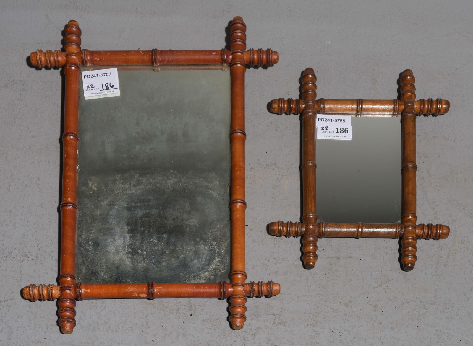 2 French Faux Bamboo Framed Mirrors (1 of 4)