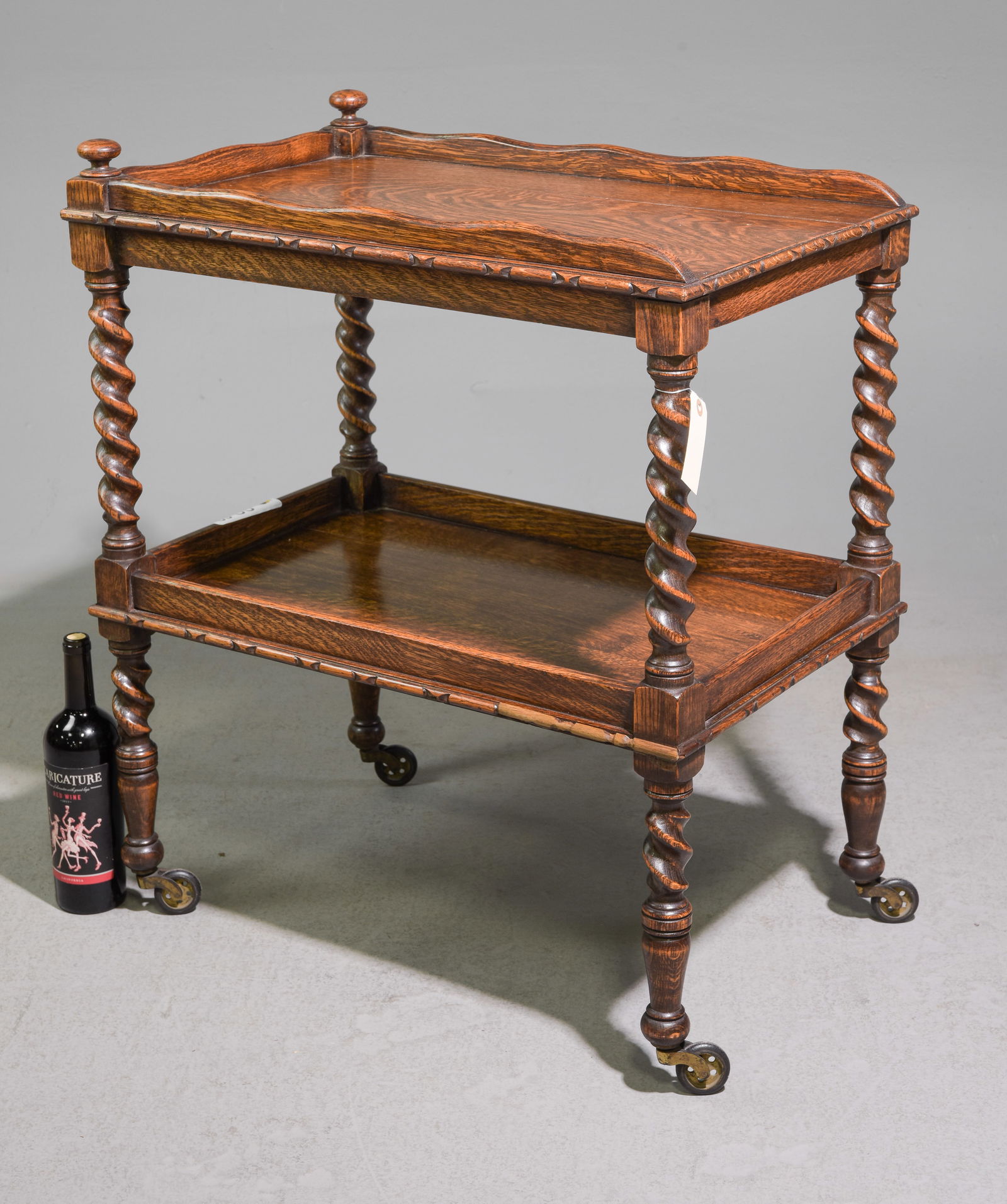 British Oak Barley Twist Two Tier Trolley (1 of 4)