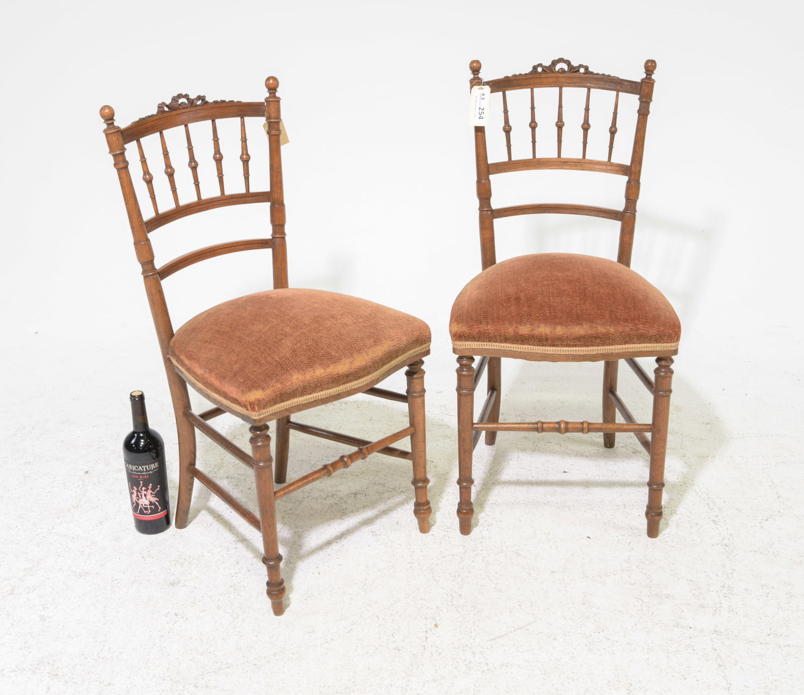 Louis XVI Style Pair of Walnut Chairs: French Louis XVI Style Pair of Walnut Chairs - 34 in tall x 17 x 18 each with a seat height of 20 inches