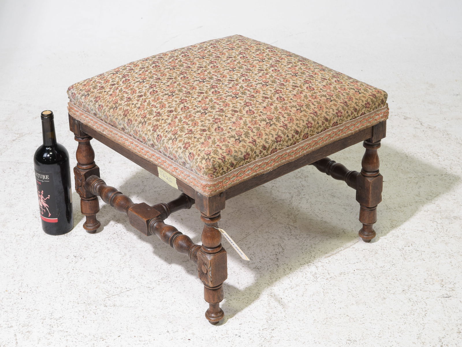 French Oak Needlepoint Upholstered Foot Stool (1 of 3)