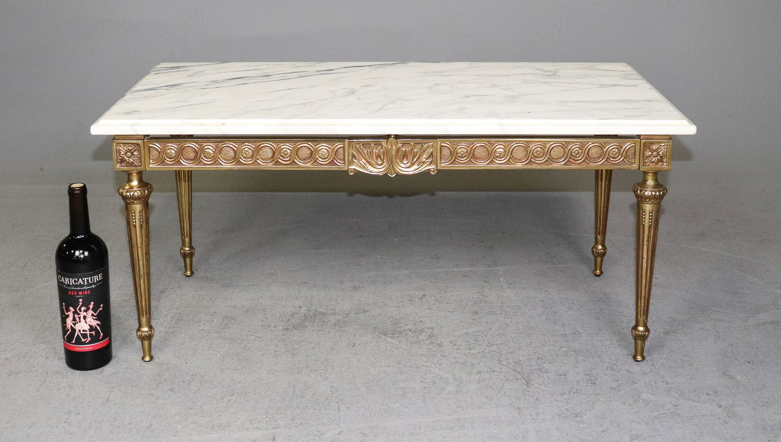 French Brass White Marble Top Coffee Table (1 of 3)