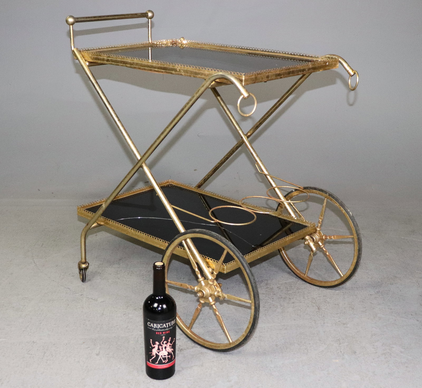 French 2 Tier Brass Bar Cart / Trolley (1 of 7)