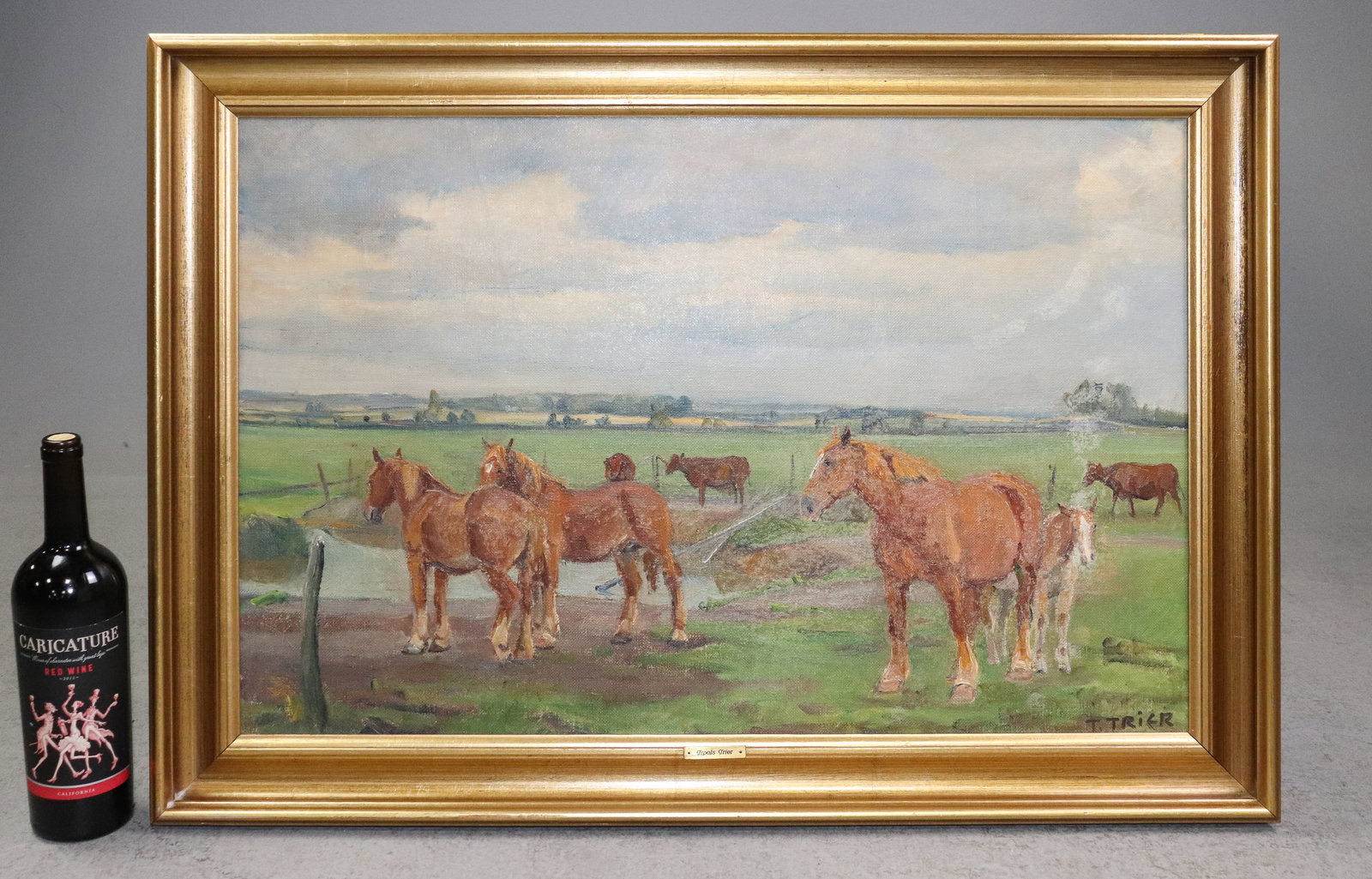 Danish Gold Framed Oil On Canvas - Horses (1 of 6)