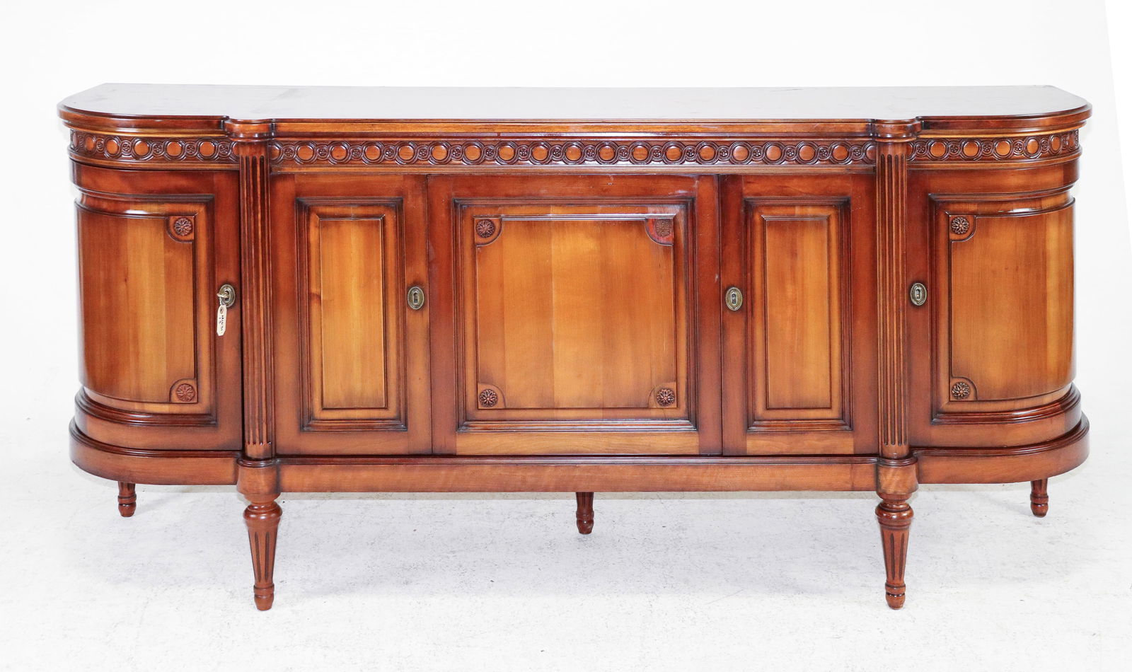 Louis XVI Style Curved Sideboard / Enfilade: French Louis XVI Style Curved Sideboard / Enfilade - 35.8 in tall x 84 x 22.5 - This is 7 feet long / wide