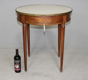 Louis XVI Style Small White Marble Top Boulotte Table