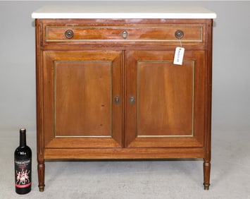 Louis XVI Style White Marble Top Buffet / Chest