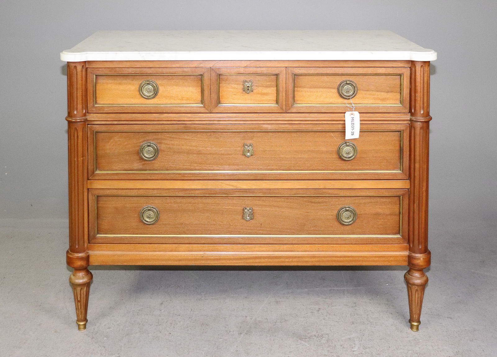 Louis XVI Style White Marble 3 Drawer Chest (1 of 8)