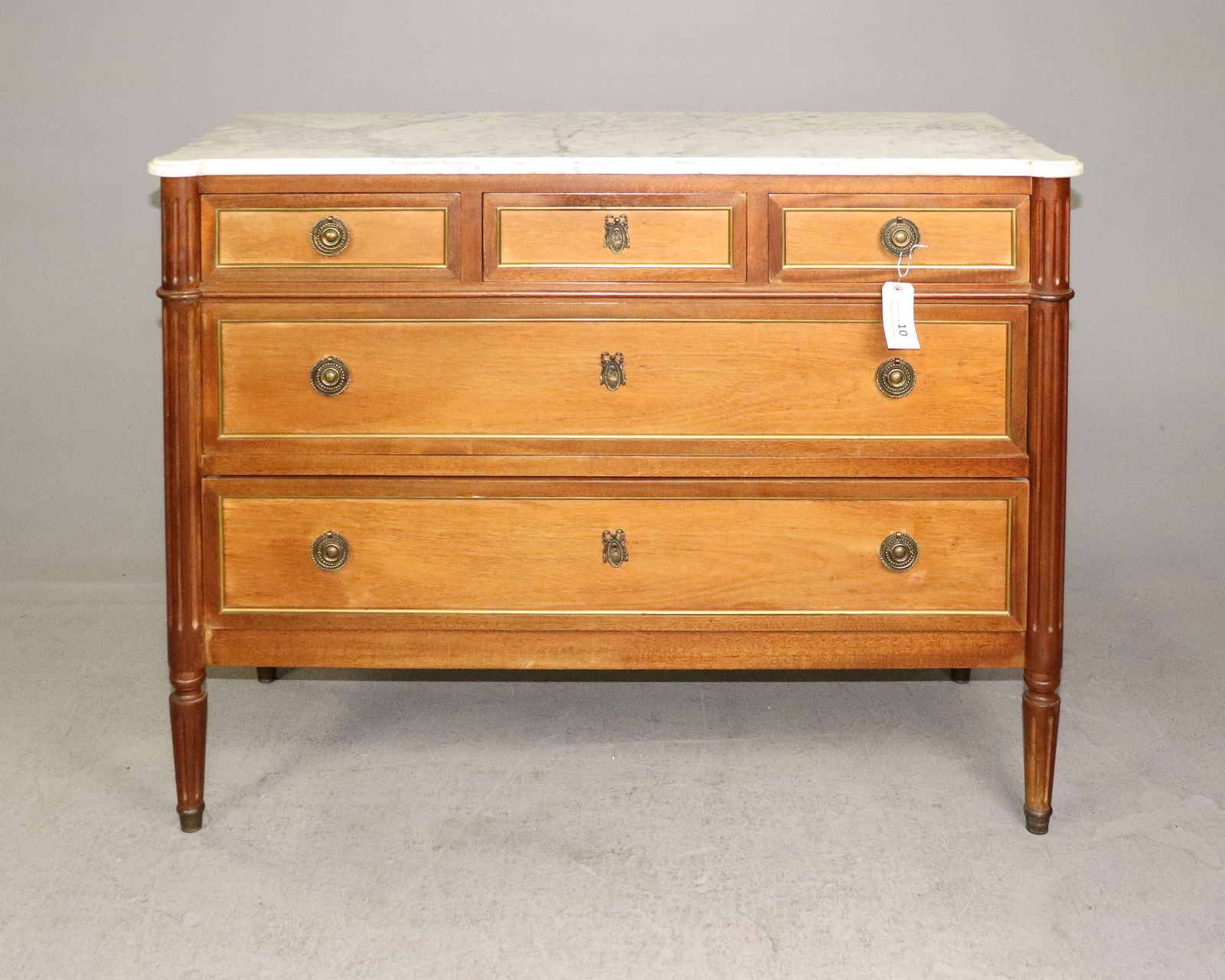 Louis XVI Style White Marble 5 Drawer Chest (1 of 8)