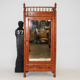 French Faux Bamboo Mirror Door Robe