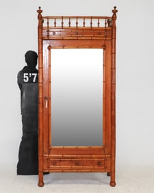 French Faux Bamboo Mirror Door Robe