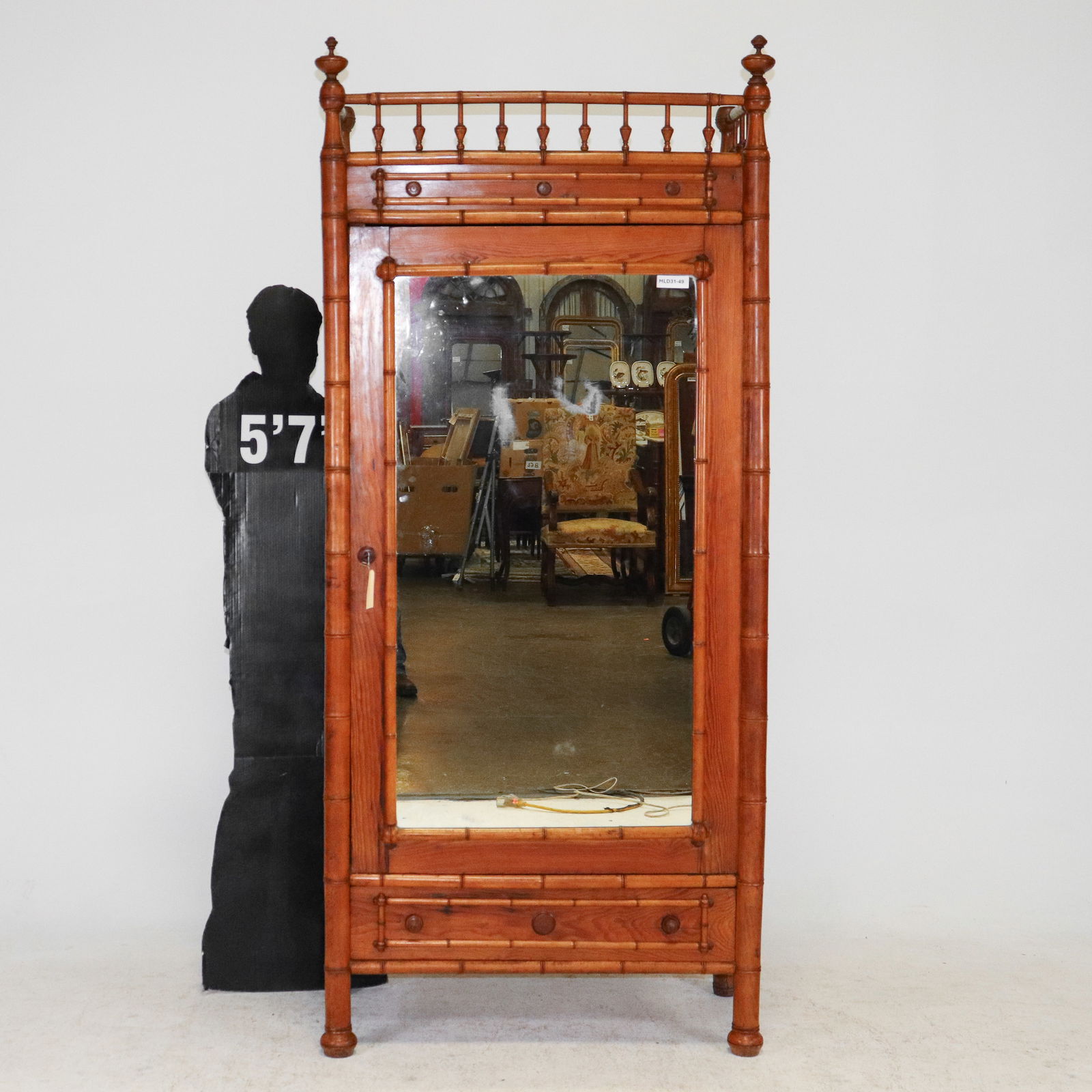 French Faux Bamboo Mirror Door Robe (1 of 10)