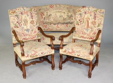 Renaissance Style Needlepoint 3pc Sofa Set