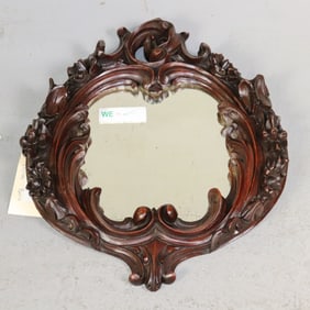 Framed Carved Oak Black Forest Mirror #1