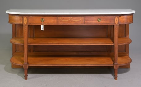 Louis XVI Style Marble Top Server / Open Base Sideboard