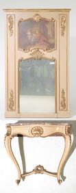 Louis XV Style Painted Trumeau Mirror with Console