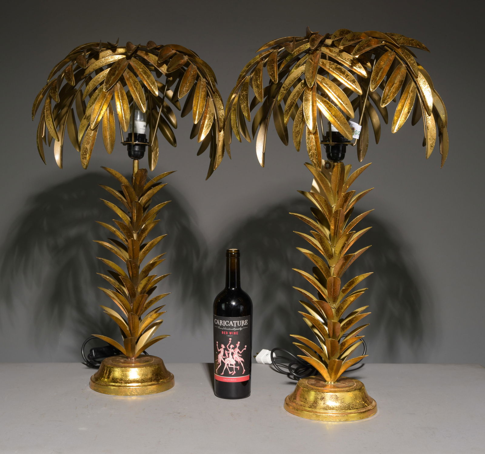 Hollywood Style Gold Palm Leaf Table Lamps (1 of 6)