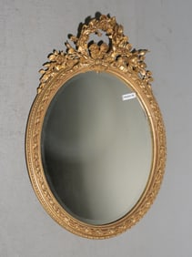 Louis XVI Style Gilded Oval Beveled Mirror