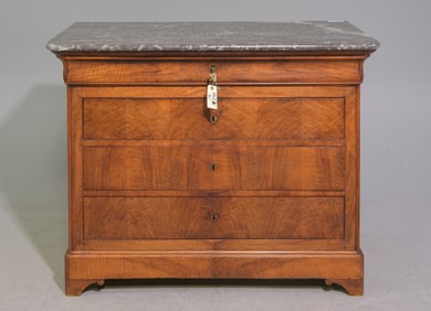 Louis Phillipe Style Grey Marble Top Chest