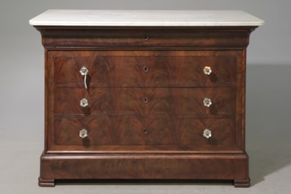 Louis Philippe Style White Marble Top Chest