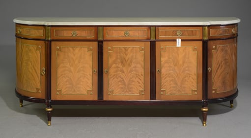 Louis XVI Style White Marble Top Sideboard