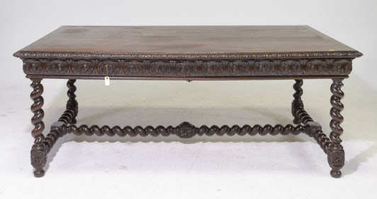 Louis XIII Style French Twist Monumental Writing Table
