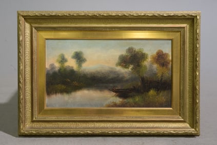 Gold Framed Oil on Board Landscape #1