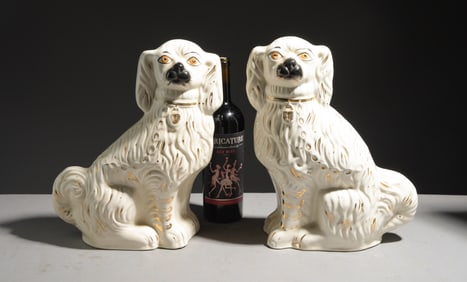 Staffordshire King Charles Pair of Large Dogs