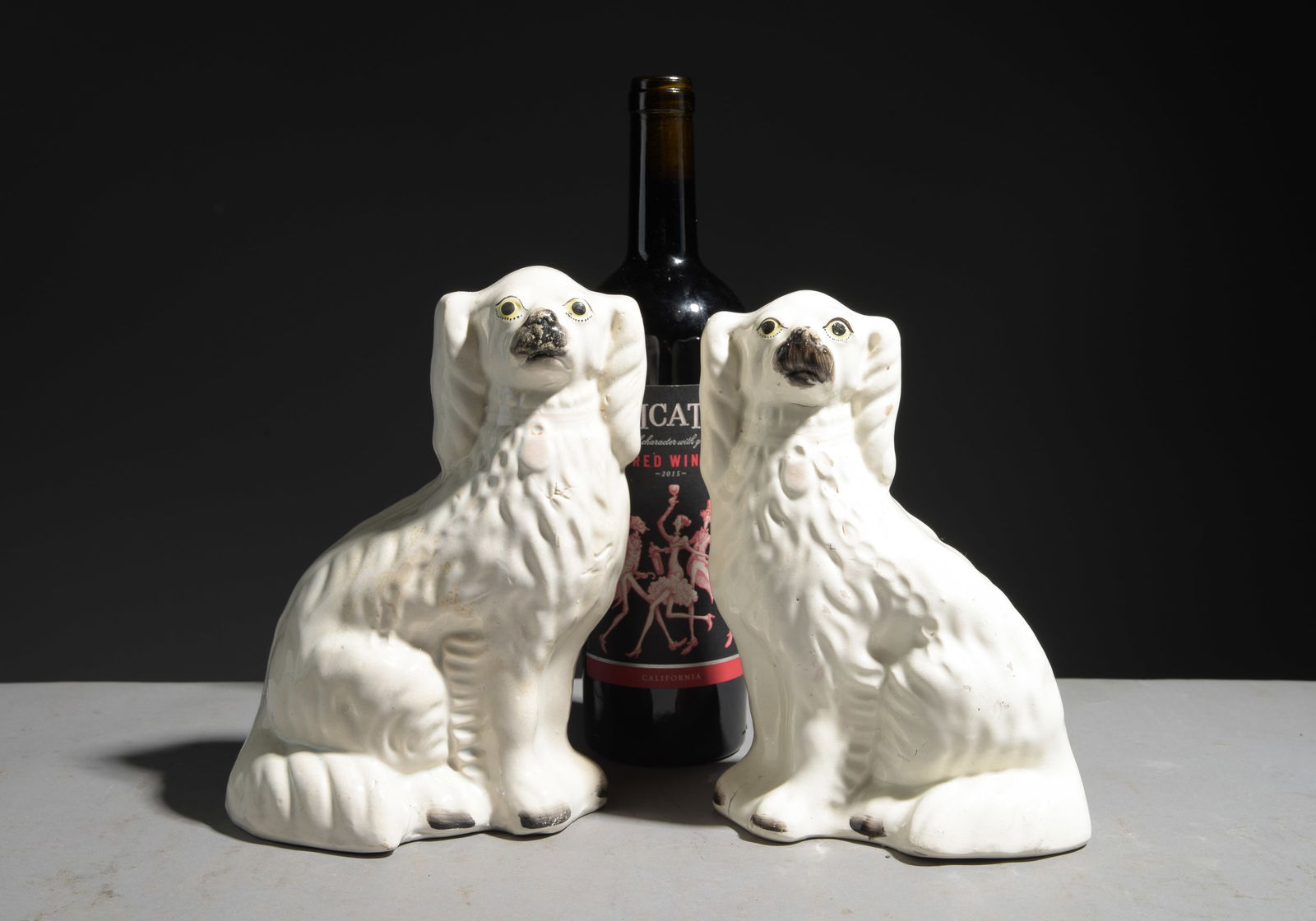 Staffordshire King Charles Pair of Small Dogs: Staffordshire King Charles Pair of Small Dogs - 8.5 in tall x 6 x 4 each