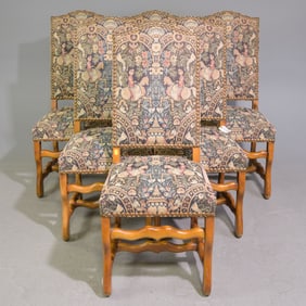 French Mouton Style Set of 6 Needlepoint Dining Chairs