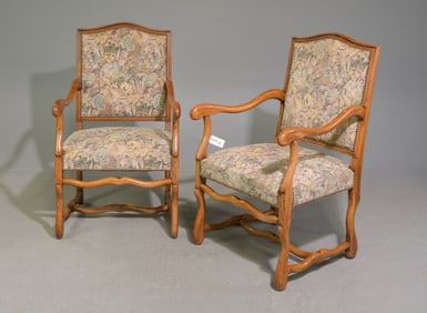 French Mouton Style Pair of Fireside Arm Chairs