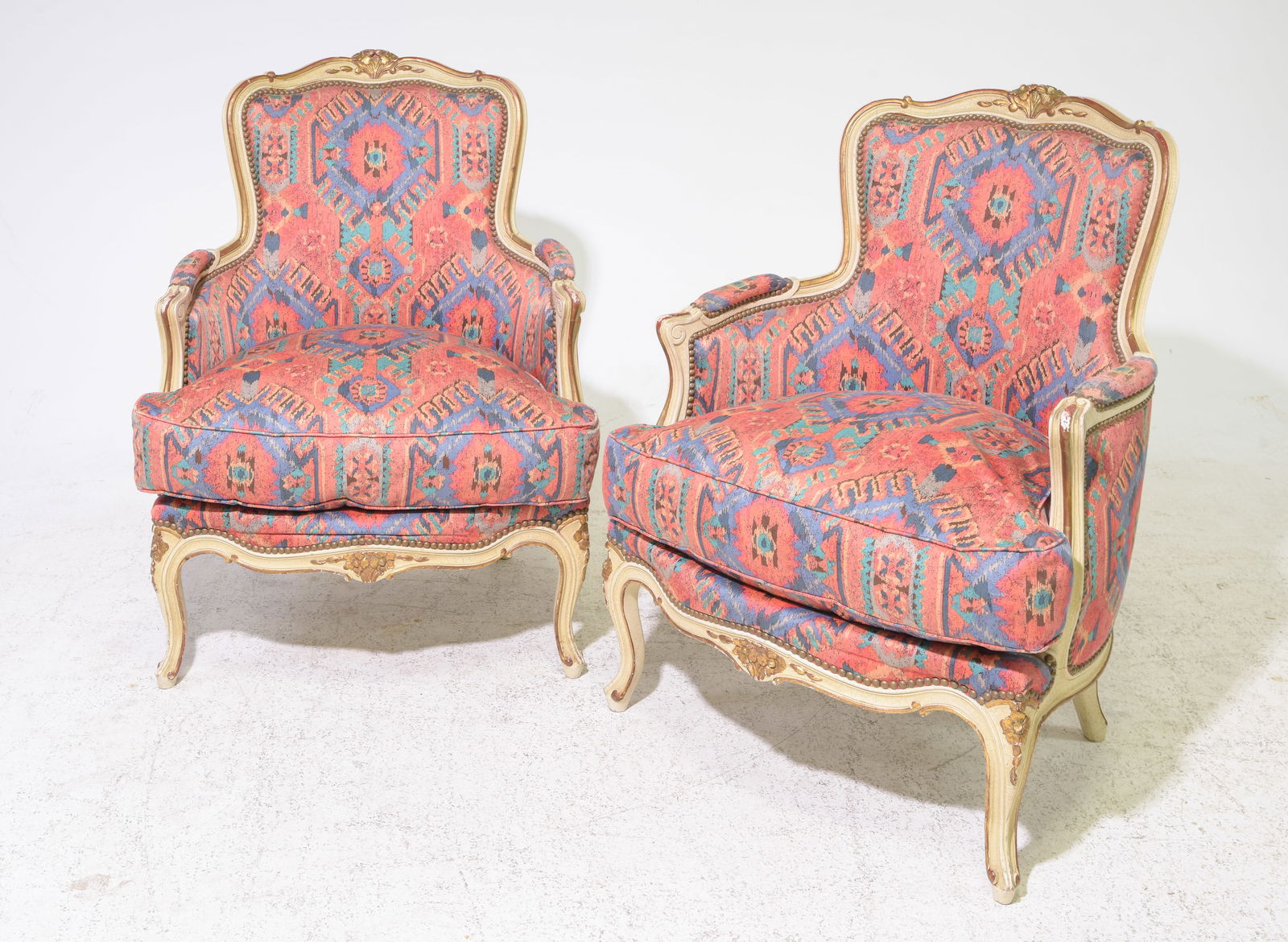 Louis XV Style Pair of Painted Arm Chairs (1 of 6)