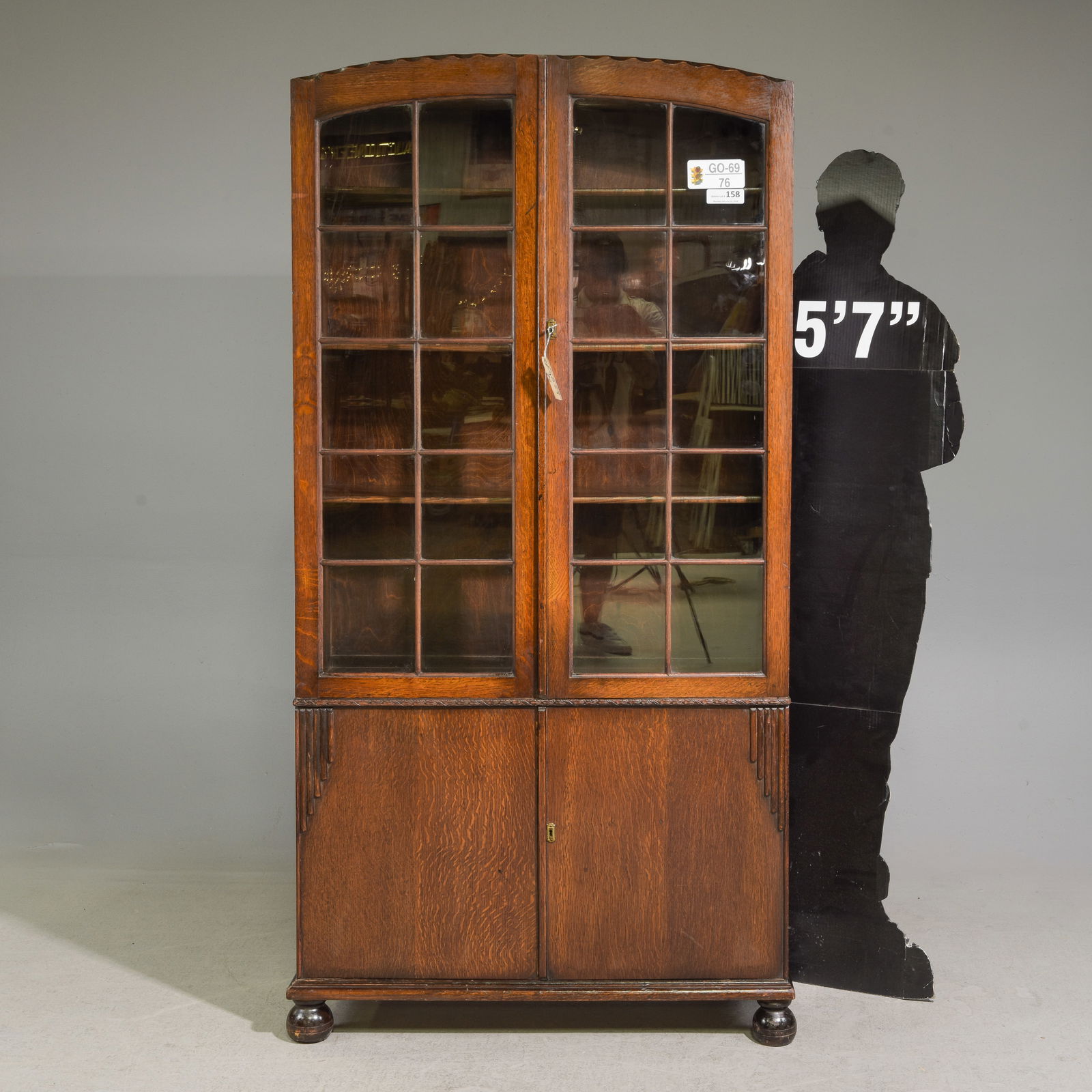 British Oak Dome Top Double Door Bookcase (1 of 7)