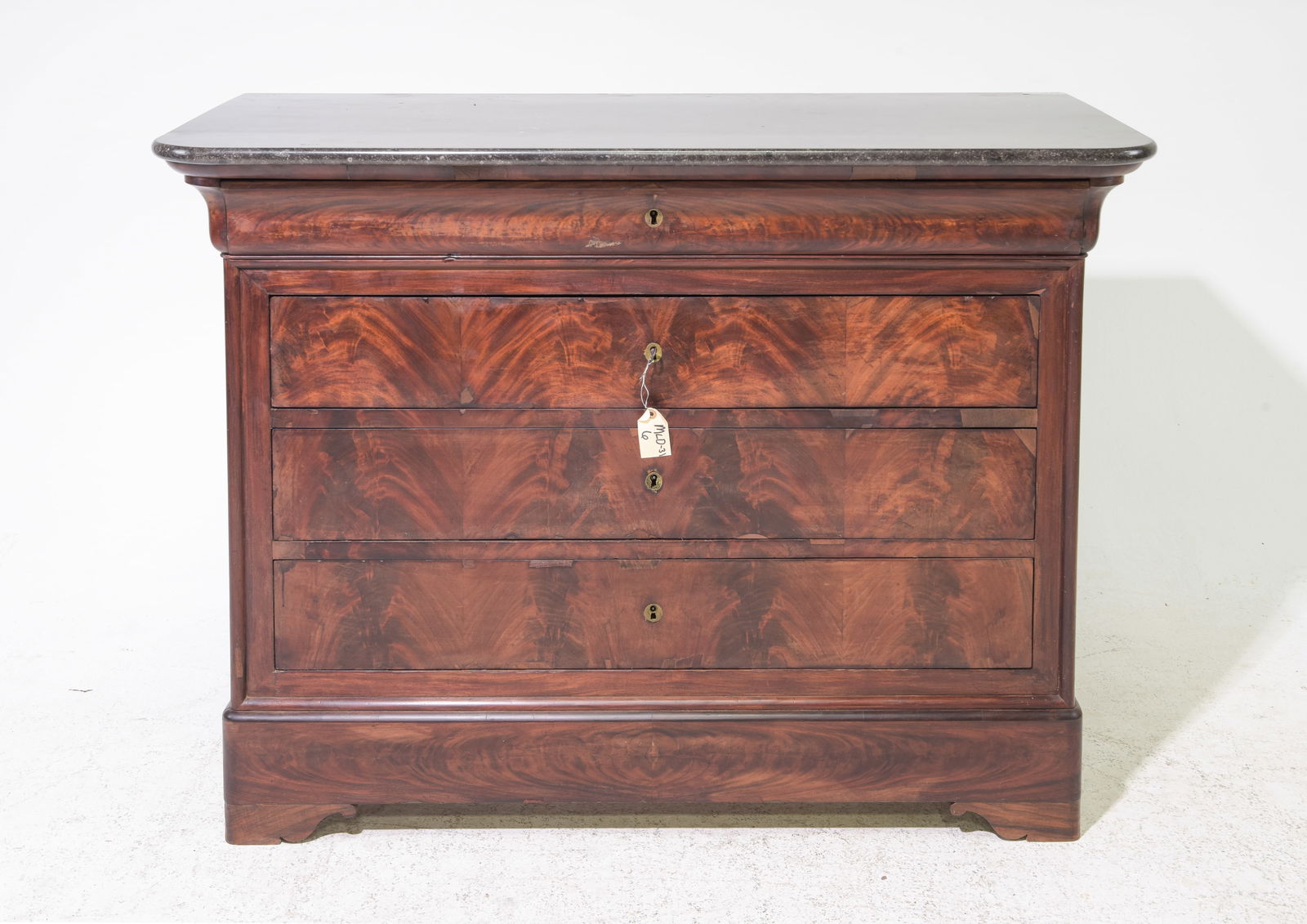 Louis Philippe Style 4 Drawers Marble Top Chest: French Louis Philippe Style 4 Drawers Marble Top Chest - 38 in tall x 51 x 31.5