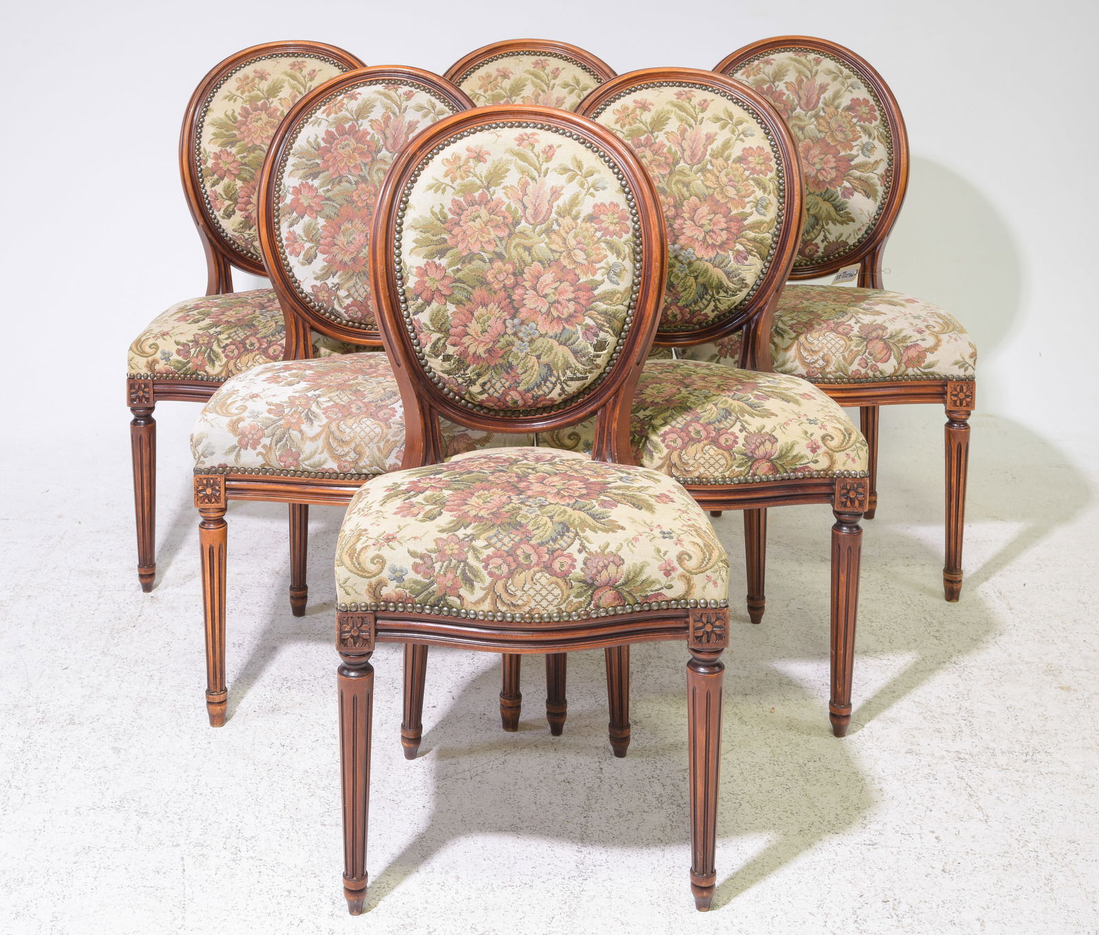 Louis XVI Style Set of 6 Balloon Back Chairs (1 of 4)