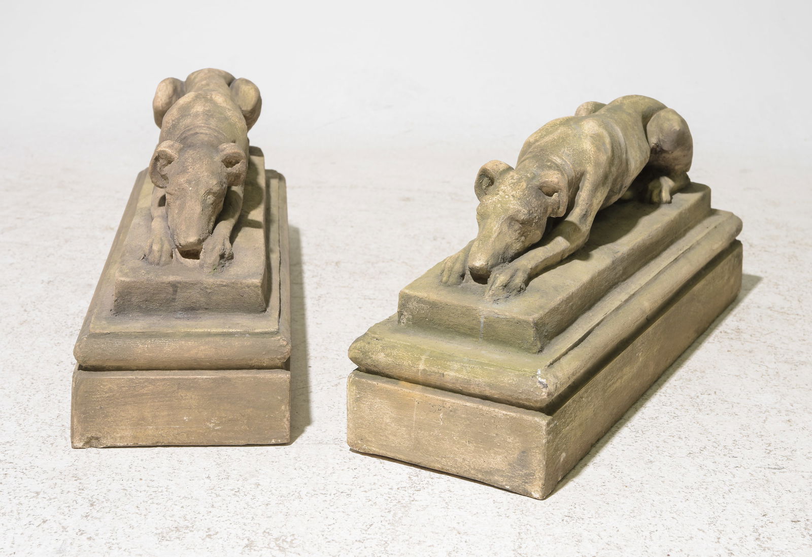 2 British Cast Stone / Concrete Resting Whippets (1 of 6)