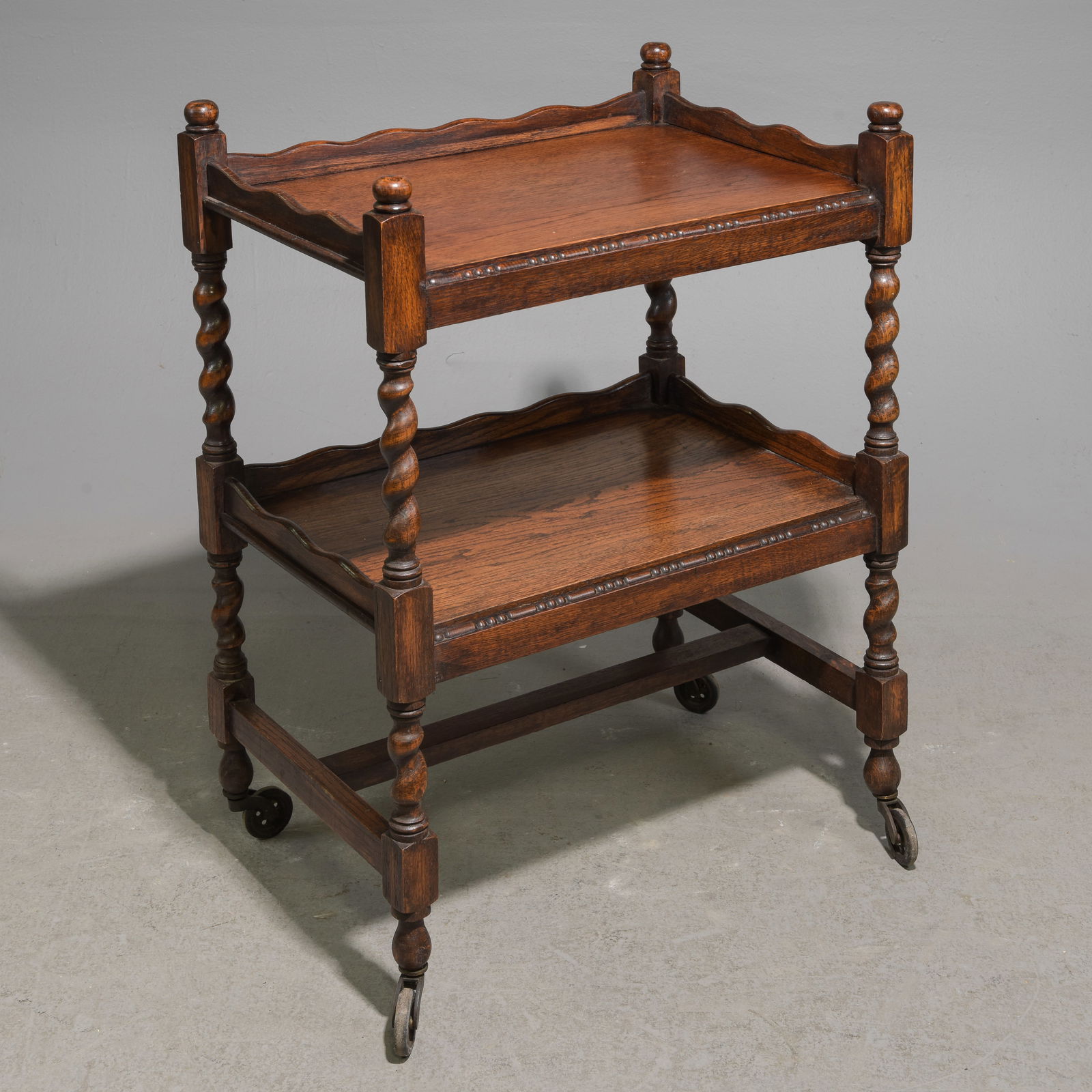 British Oak Barley Twist Trolley / Cart (1 of 4)