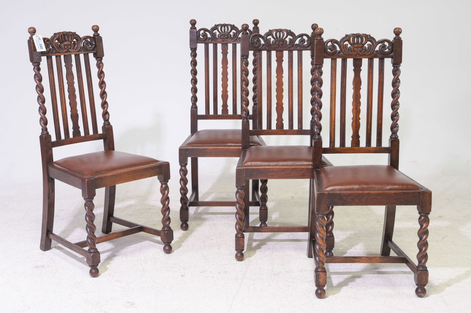 British Oak Barley Twist Set of 4 Chairs (1 of 5)