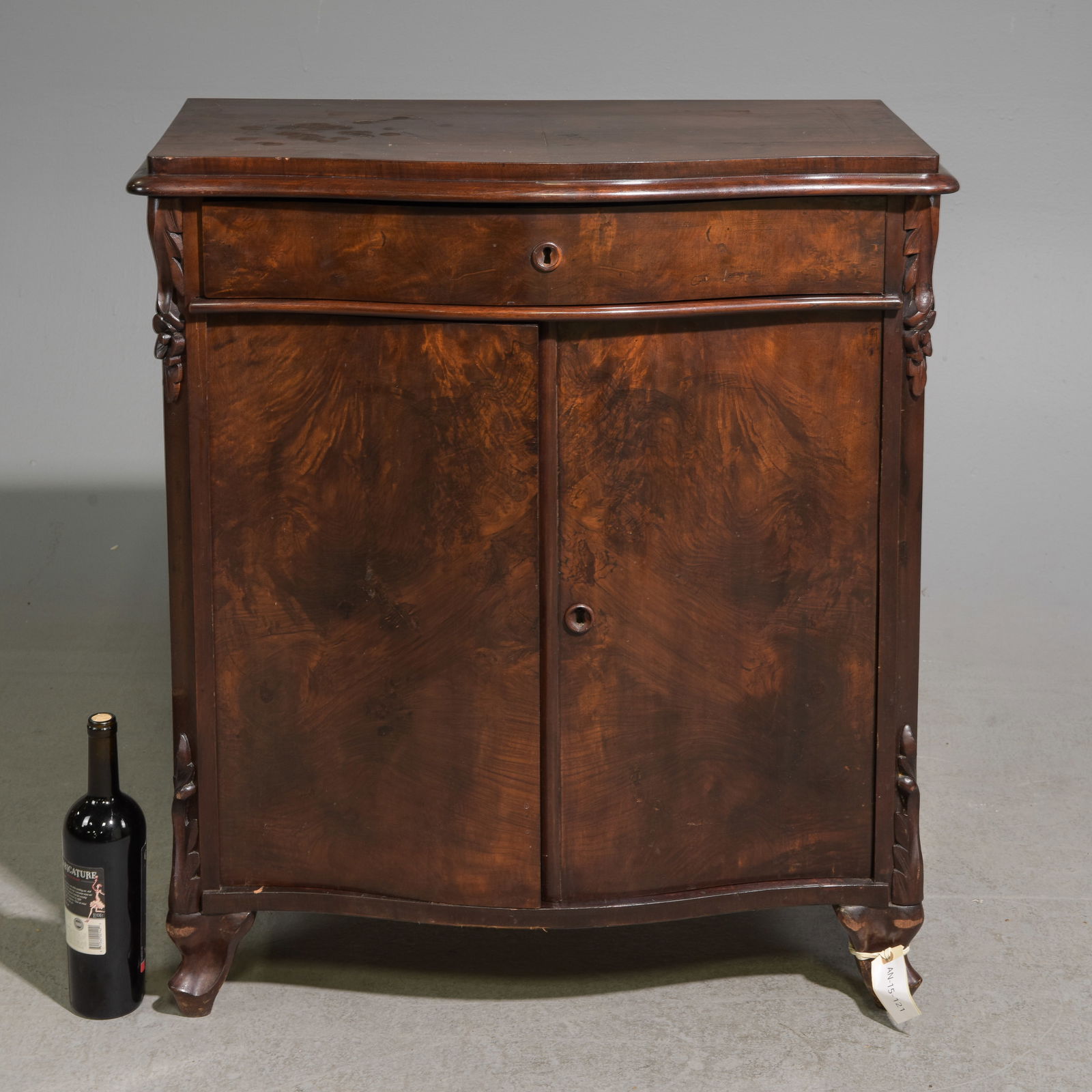 Danish Mahogany Hall Cabinet with Drawer: Danish Mahogany Hall Cabinet / Occasional with Drawer - 33.5 in tall x 30.5 x 16