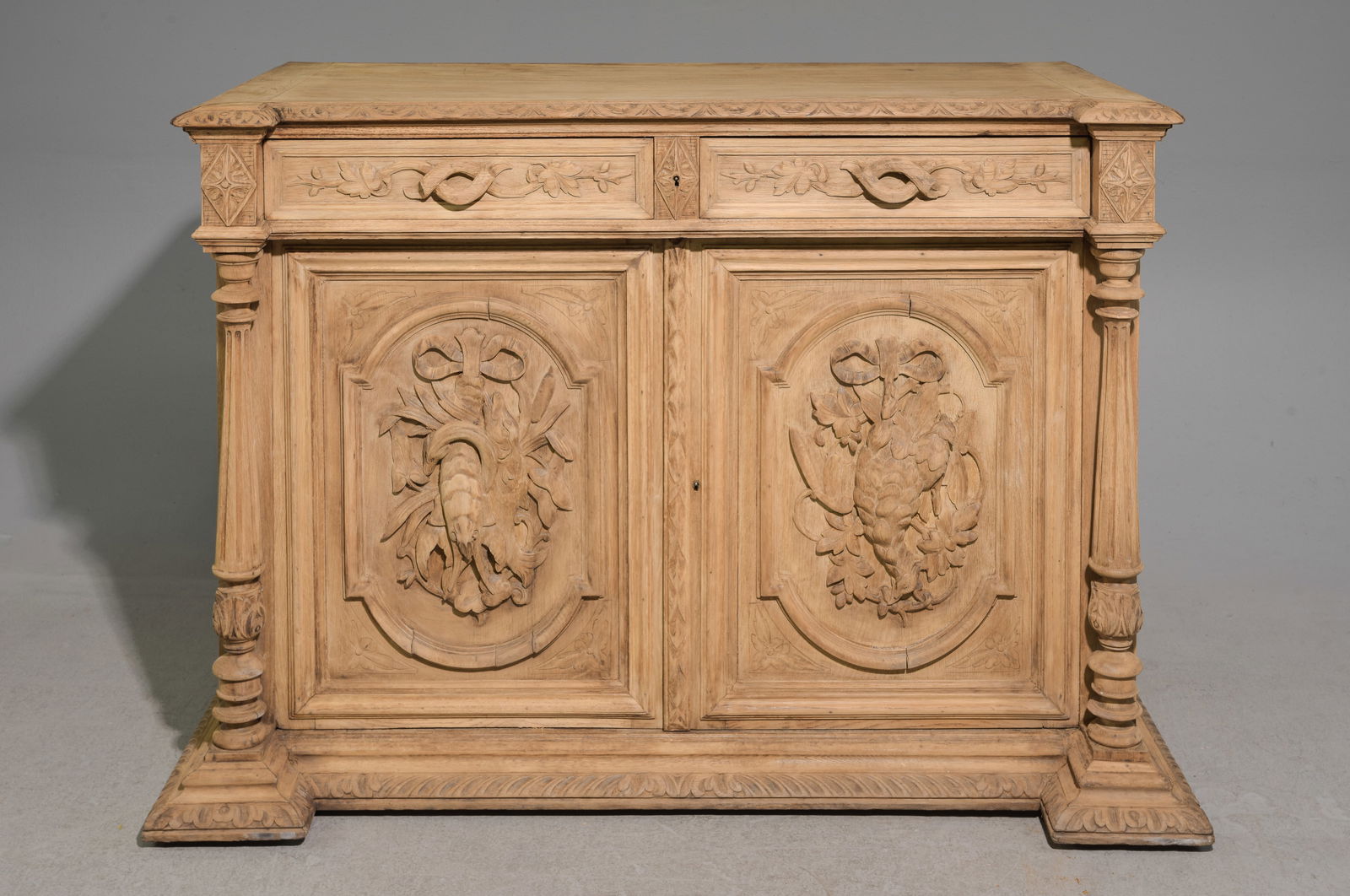 French Bleached Carved Oak Buffet / Sideboard (1 of 8)