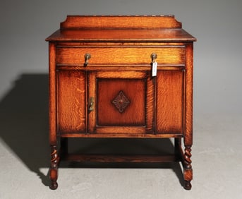 British Oak Barley Twist Small Buffet / Hall Cabinet