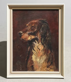 Danish Painted Framed Setter Dog Portrait