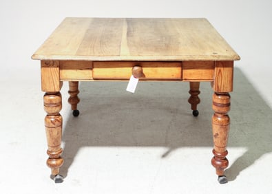 British Waxed Pine Turned Leg Table