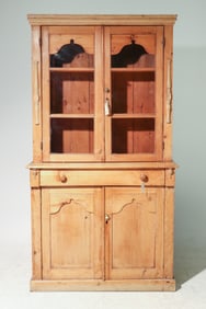 British Pine Cupboard / Bookcase c.1920's