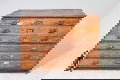 British Oak Architectural Map / Blueprint Chest