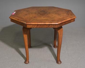 British Walnut Octagonal Entry / Occasional Table