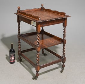 British Oak Barley Twist Trolley / Cart