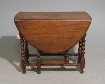 British Oak Barley Twist Drop Leaf Table #1