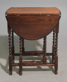 British Oak Barley Twist Drop Leaf Table #2