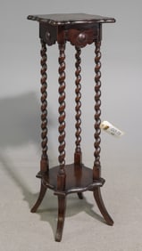 British Dark Oak Barley Twist Plant Stand