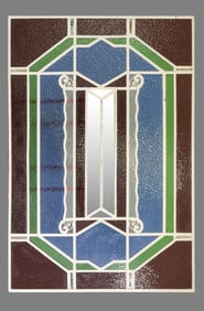 Monumental Iron Framed Stained Glass Window